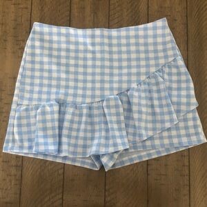 Altar'd State Light Blue Checkered Skort M Stretch coquette country girl